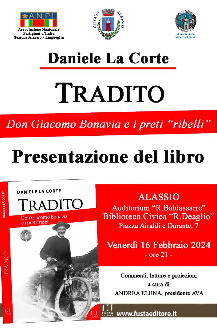 Venerdì 16 febbraio alla Biblioteca Civica di Alassio la presentazione del volume Tradito di Daniele La Corte