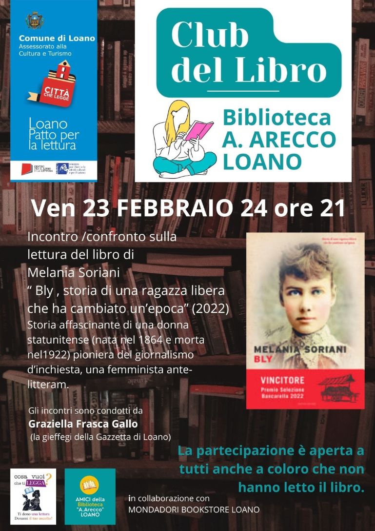 “Club del Libro” a Loano, in biblioteca nuovo incontro dedicato a “Bly” di Melania Soriani
