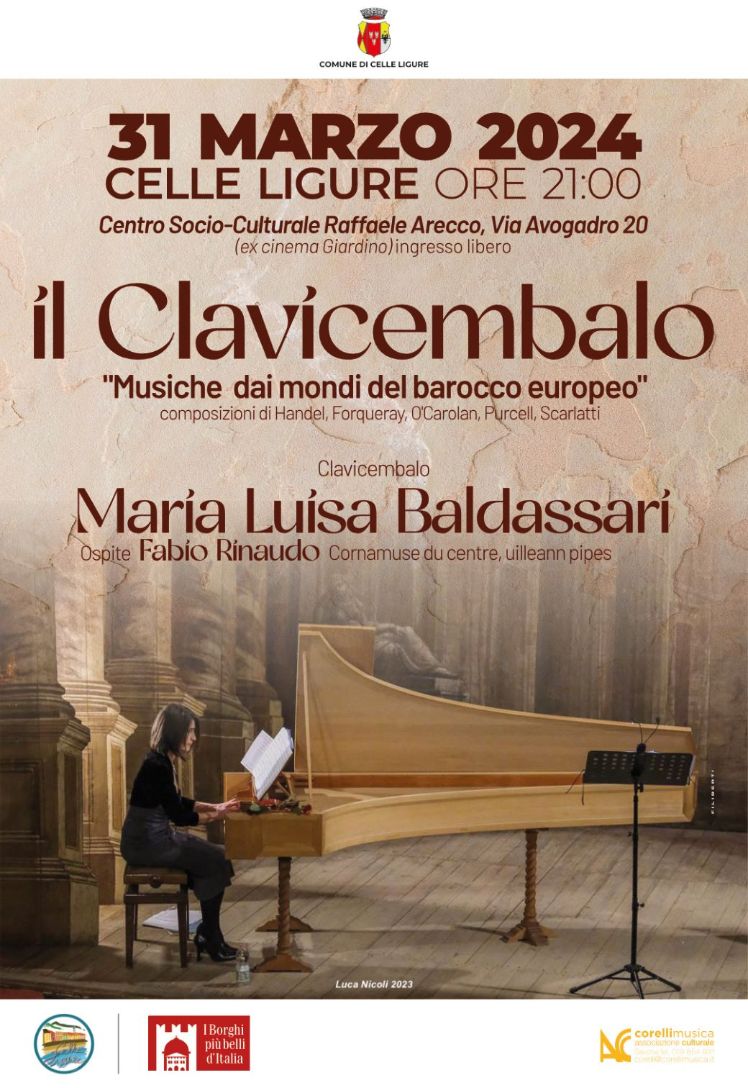 Domenica 31 marzo a Celle Ligure un bel concerto di clavicembalo