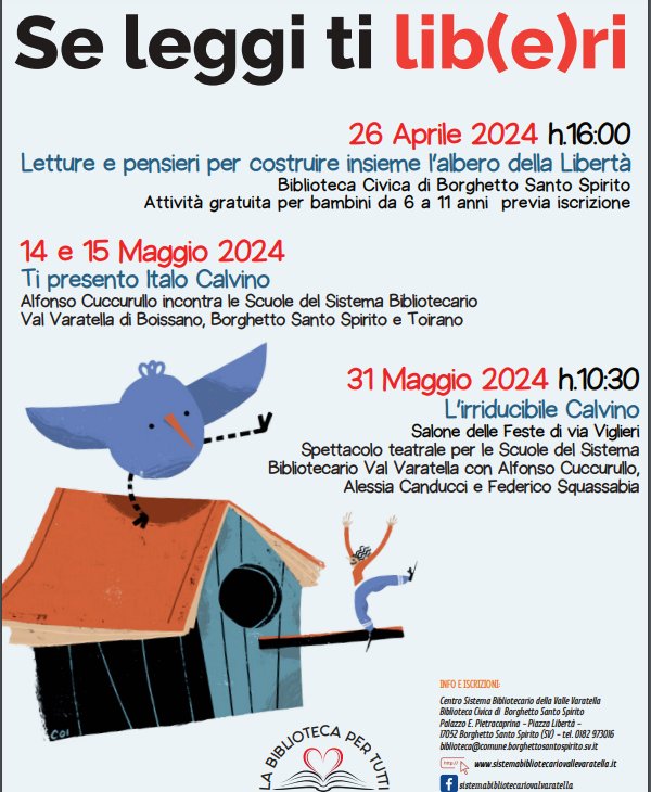 Borghetto Santo Spirito ed il Sistema Bibliotecario della ValVaratella aderiscono a “Il Maggio dei Libri”