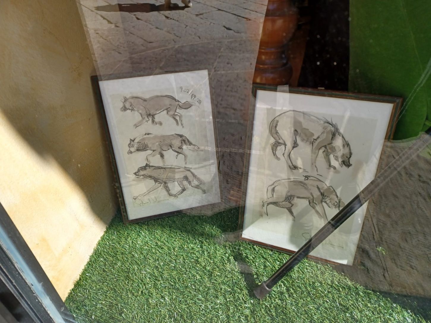 Le opere di Sophie Dickens in alcune delle vetrine del Centro Storico di Albenga