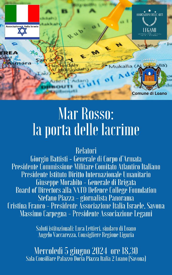 Mercoledì a Loano in sala consiliare la conferenza “Mar Rosso: la porta delle lacrime”
