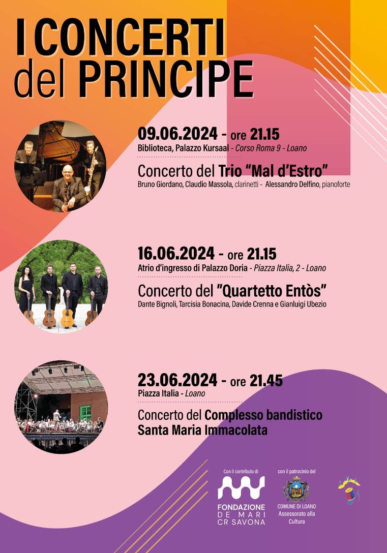 “Concerti del Principe” a Loano, il 16 giugno c’è il Quartetto Entòs