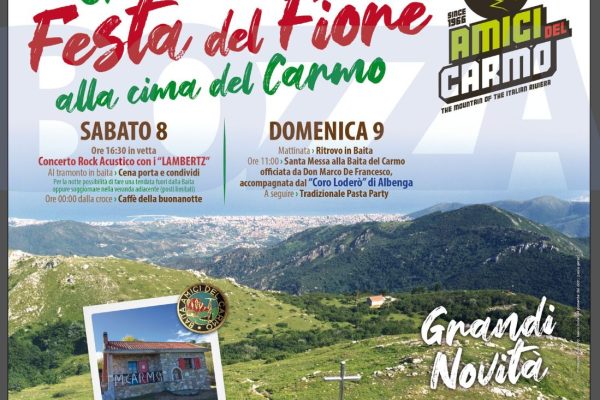 Loano, nel week end la “Festa del Fiore” trasformerà il Monte Carmo in un palco a cielo aperto: in programma due concerti “in vetta”