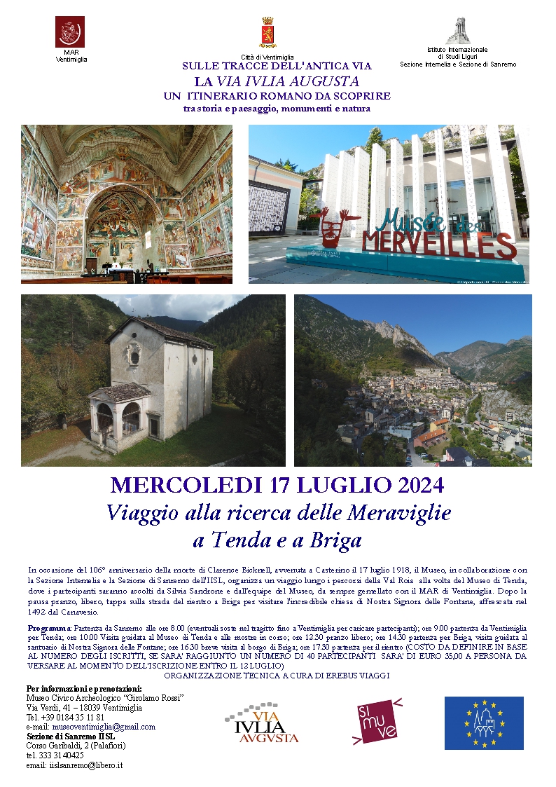 Il 17 luglio a Ventimiglia un Viaggio alla ricerca delle Meraviglie