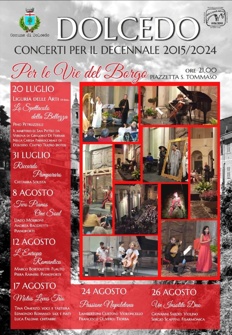 A Dolcedo torna “Per le vie del Borgo” rassegna di spettacoli all’aperto