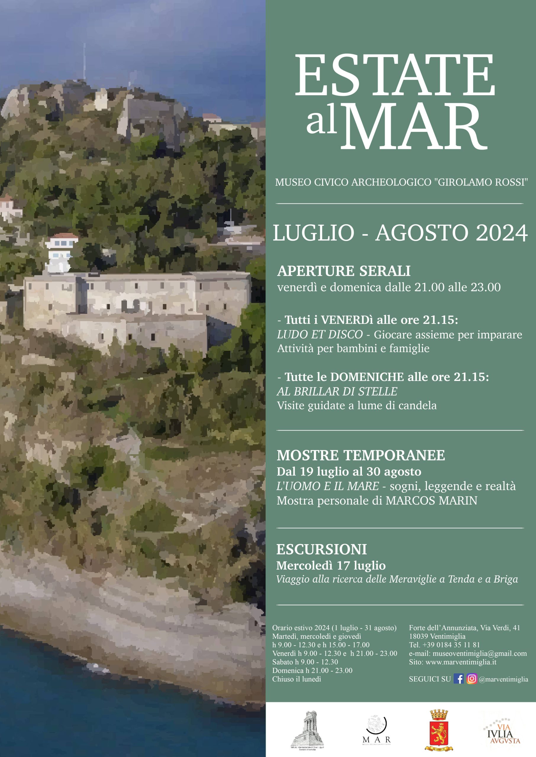 Estate al MAR di Ventimiglia: a luglio e agosto, aperture serali, visite guidate a tema e laboratori didattici