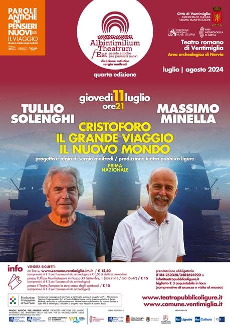 Giovedì a Ventimiglia in Prima nazionale uno spettacolo dedicato a Cristoforo Colombo
