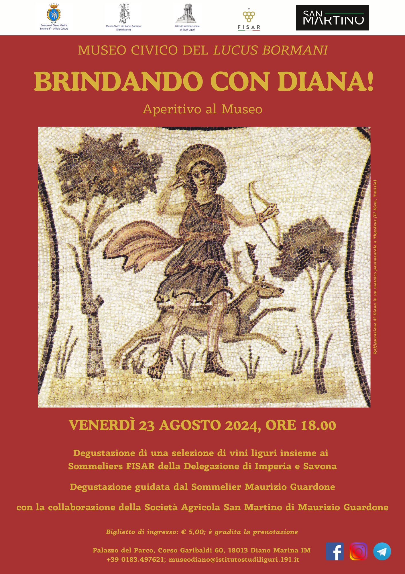 Venerdì ritorna al Museo Civico di Diano Marina l’appuntamento “BRINDANDO CON DIANA!”