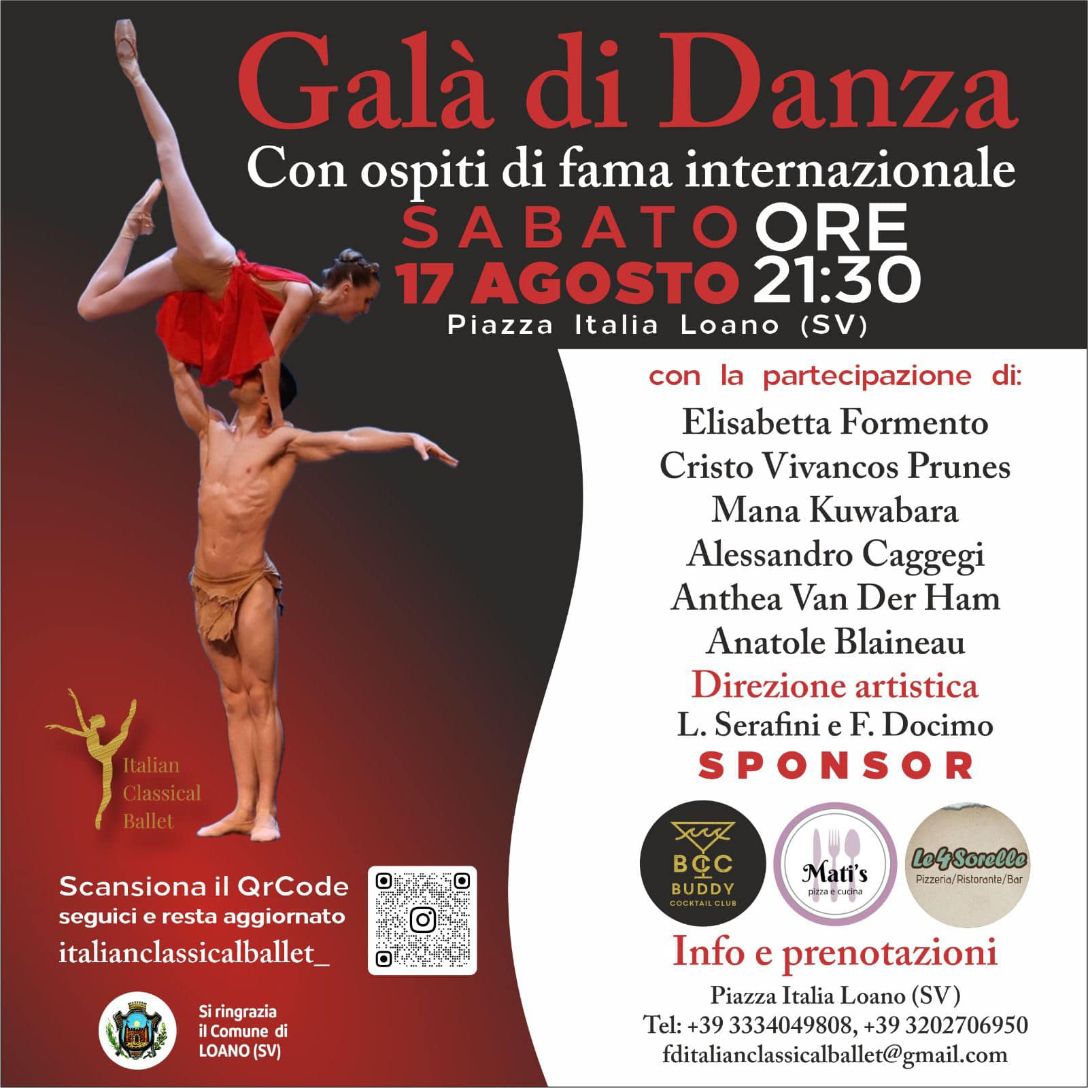 Loano, in piazza Italia il “Galà di Danza” con ospiti di fama internazionale
