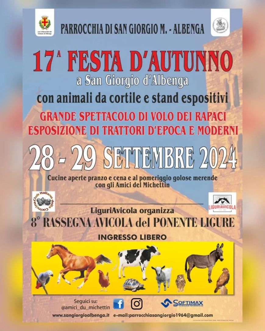 Ad Albenga nel week end c’è la Festa d’Autunno: animali, trattori e tanto divertimento per grandi e piccini
