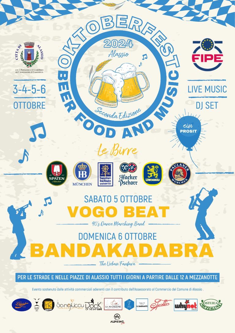 Dal 3 al 6 ottobre l’Oktoberfest approda ad Alassio con un mix irresistibile di tradizione bavarese, festa e musica dal vivo