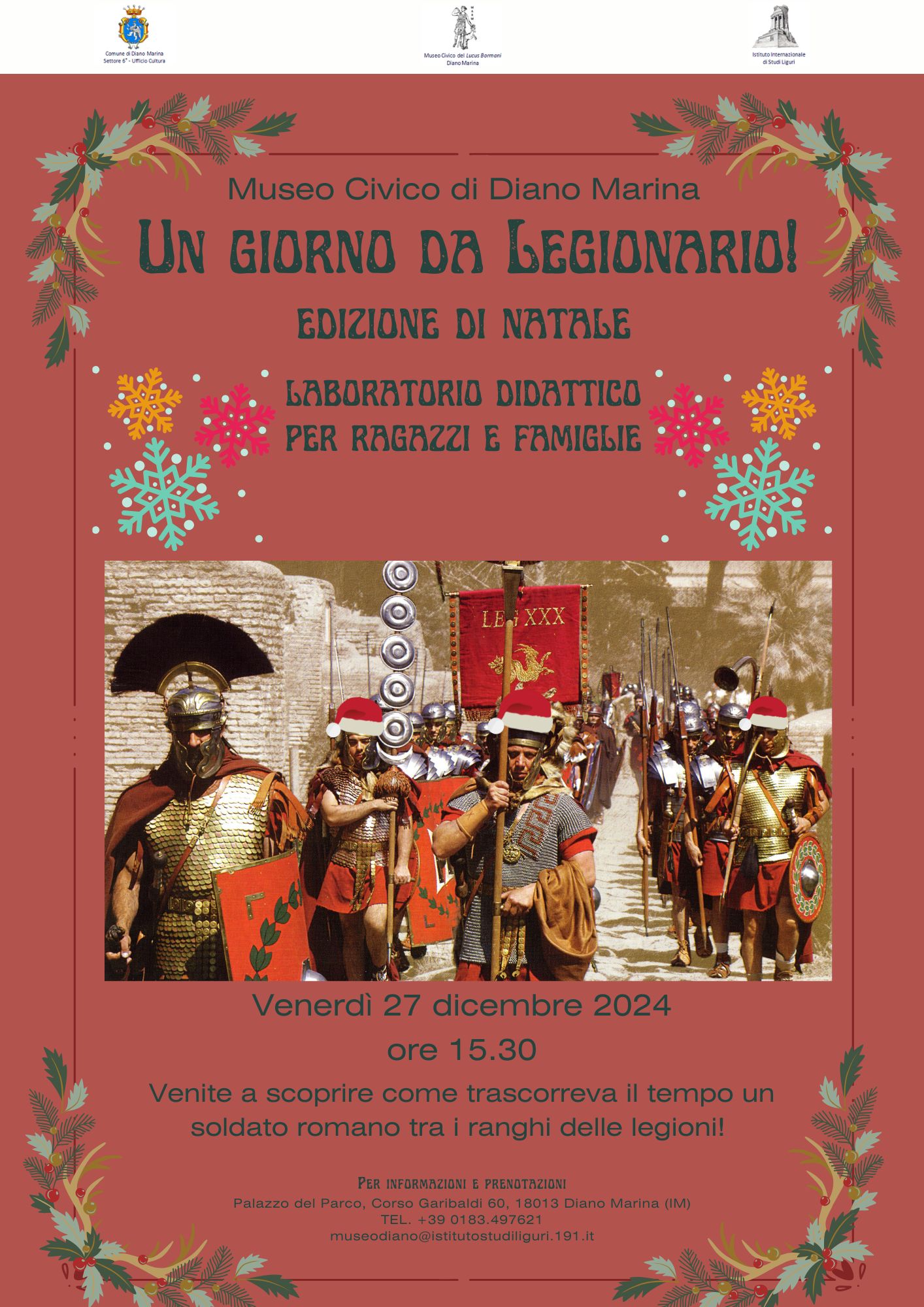 Venerdì  27 dicembre al Museo di Diano Marina ci sarà il laboratorio del Legionario
