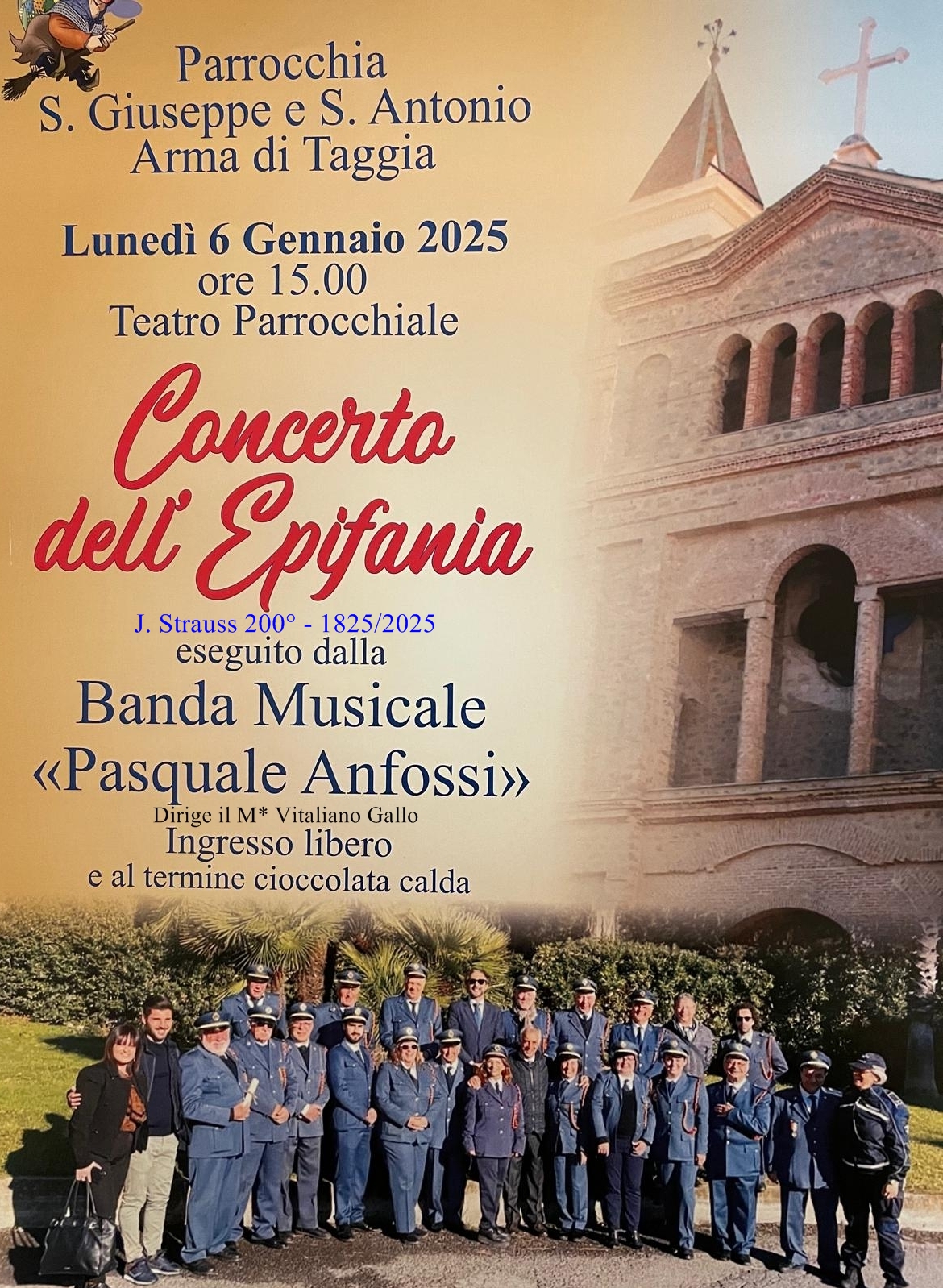 Ad Arma di Taggia il concerto della Banda Pasquale Anfossi con Omaggio a Johann Strauss nel 200° dalla nascita 1825 – 2025