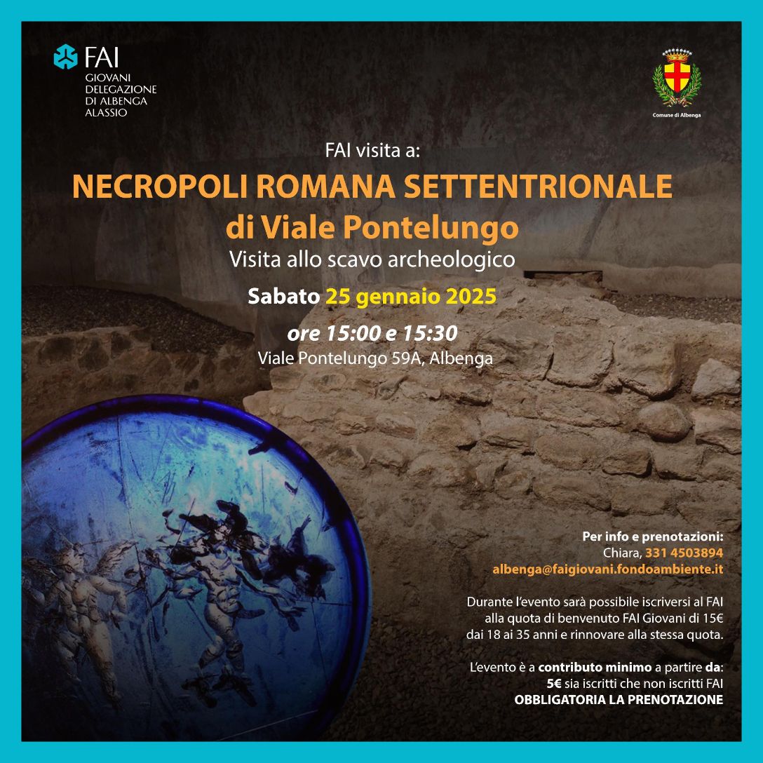 Sabato 25 visita alla Necropoli Romana Settentrionale di Albenga