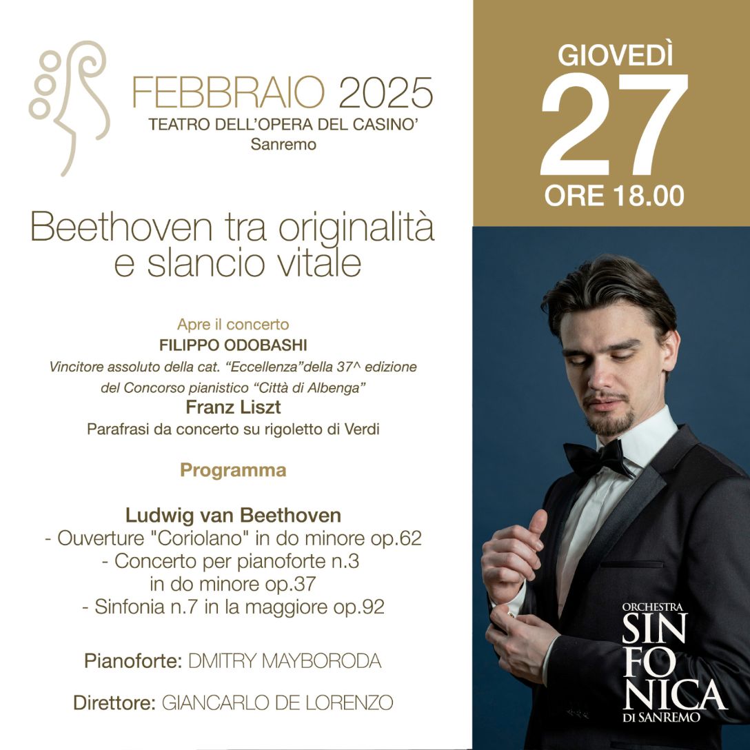 Filippo Odobashi suonerà con l’orchestra sinfonica di Sanremo