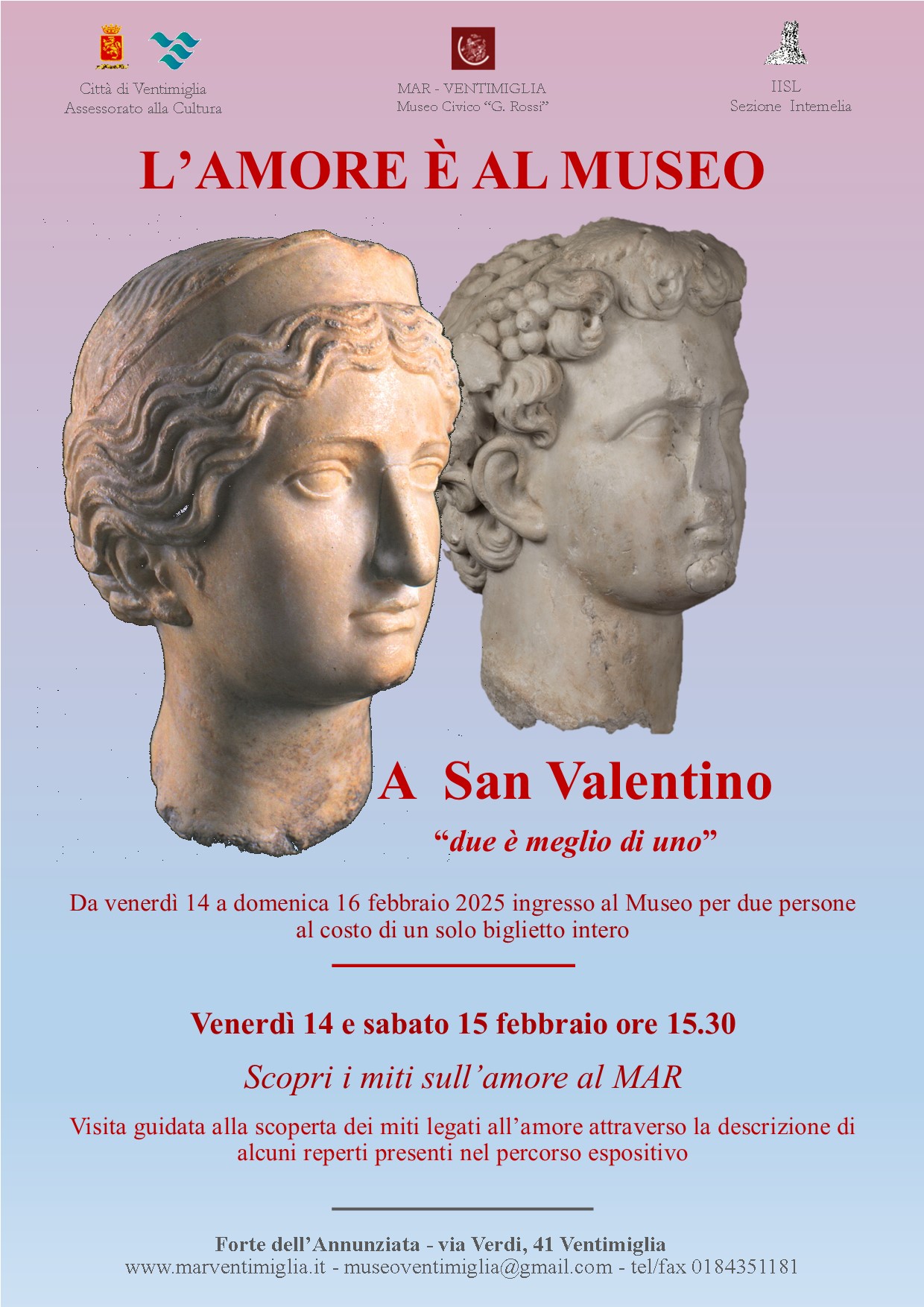 Da venerdì 14 a domenica 16 febbraio l’amore è al Museo di Ventimiglia