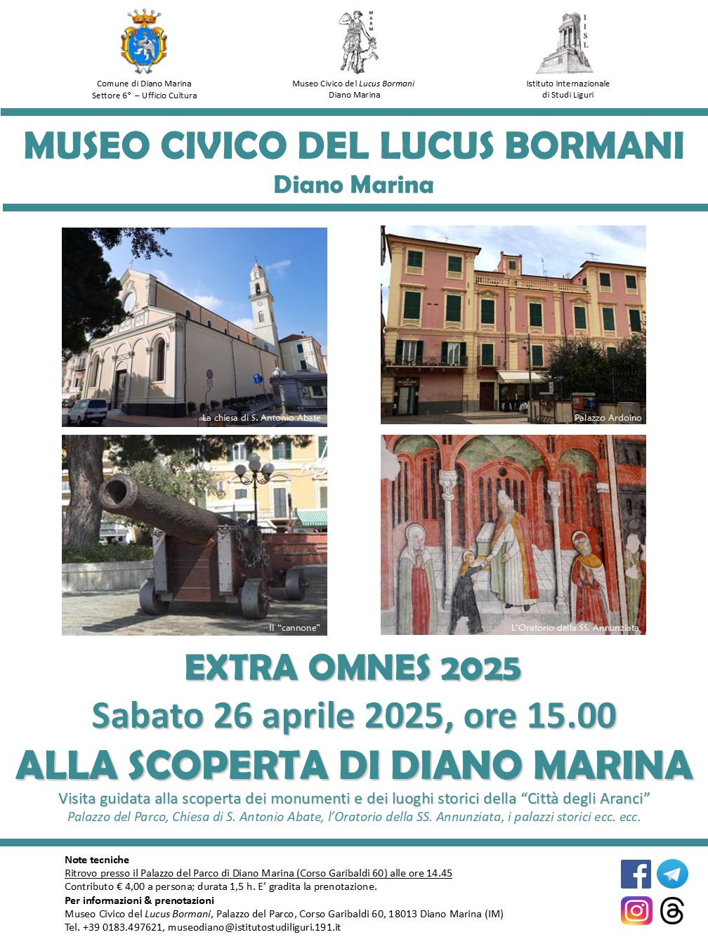 Sabato 26 aprile, alle ore 15, nuovo appuntamento “Alla scoperta di Diano Marina” 