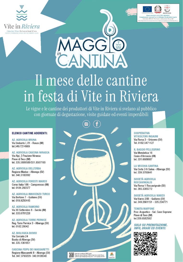 Maggio in cantina, le aziende  di “Vite in Riviera” pronte a ospitare turisti e appassionati