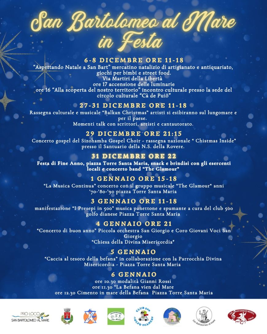 “San Bartolomeo al mare in festa”, ecco il calendario degli eventi natalizi