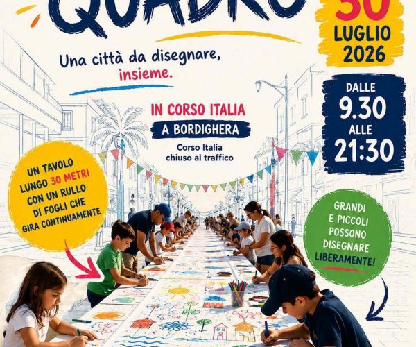 “Bordi Quadro” accende la creatività: giovedì 30 luglio Corso Italia a Bordighera diventa una tela a cielo aperto