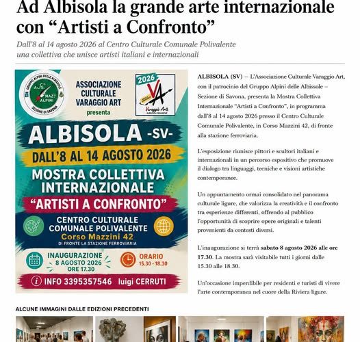 “Artisti a Confronto”: ad Albisola torna la grande mostra collettiva internazionale