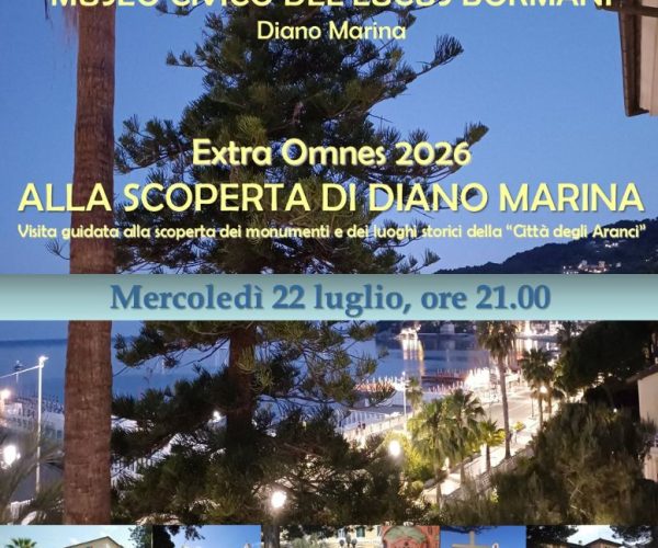 Mercoledì 22 luglio il Museo civico accompagna “Alla scoperta di Diano Marina”, in una piacevole passeggiata serale