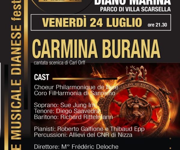Venerdì i “Carmina Burana” incanteranno Diano Marina: a Villa Scarsella oltre ottanta artisti per il 15° EMD Festival