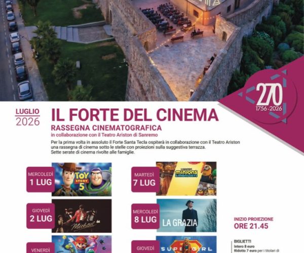 Al via la stagione 2026/2027 del Forte Santa Tecla a Sanremo. Il programma