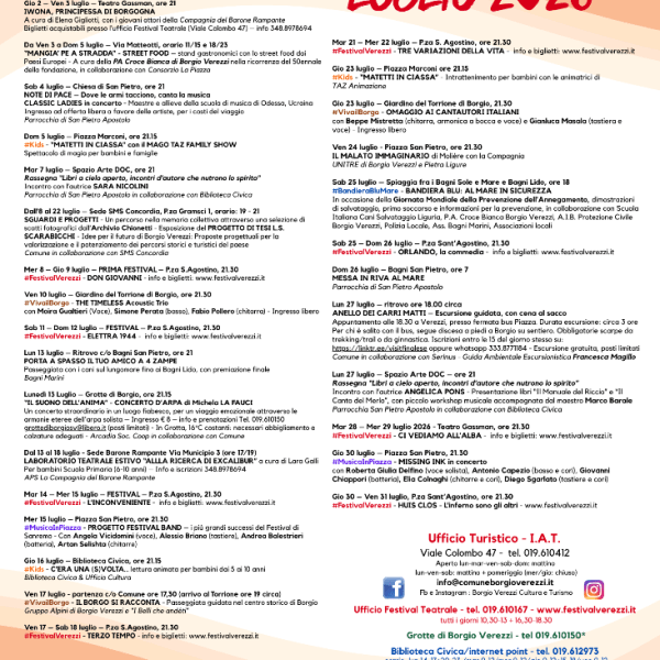 Estate a Borgio Verezzi: un mese di luglio tra grande teatro, musica, street food e natura. Il programma completo