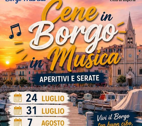 Aperitivi, serate e buon cibo: a Imperia torna l’evento “Cene in Borgo in Musica”