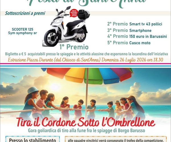 Alassio si prepara alla Festa di Sant’Anna: estrazione premi e tiro alla fune a Borgo Barusso