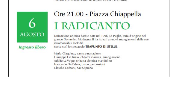 La musica di Domenico Modugno rivive a Noli: in Piazza Chiappella lo spettacolo de I Radicanto