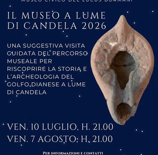 “Il Museo a lume di candela”: a Diano Marina il 7 agosto una suggestiva serata dedicata all’archeologia