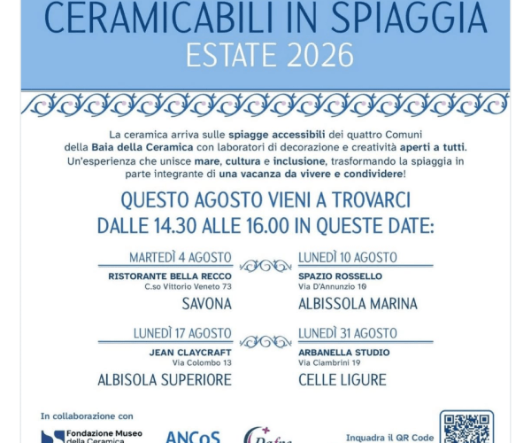 Mare, cultura e inclusione: l’arte della ceramica sbarca sulle spiagge di Savona, Albissola Marina, Albisola Superiore e Celle Ligure