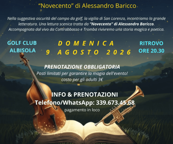 Magia, letteratura e musica alla vigilia di San Lorenzo: appuntamento al Golf Club Albisola con “Novecento”
