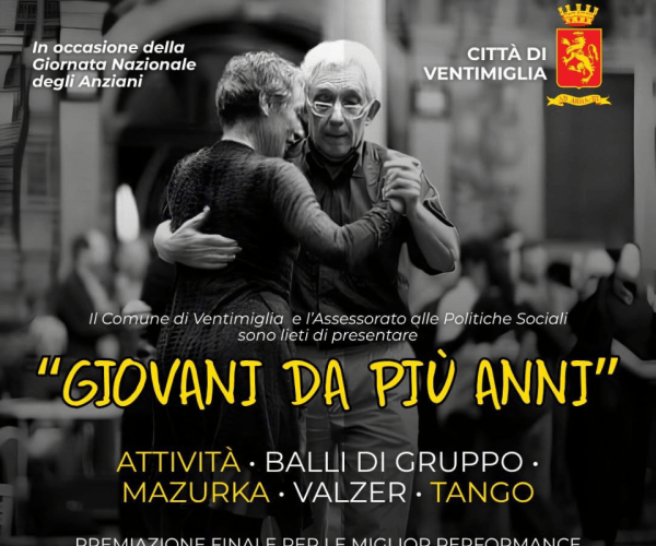 Ventimiglia celebra i “Giovani da più anni”: il 12 agosto serata di ballo e festa al Belvedere Resentello
