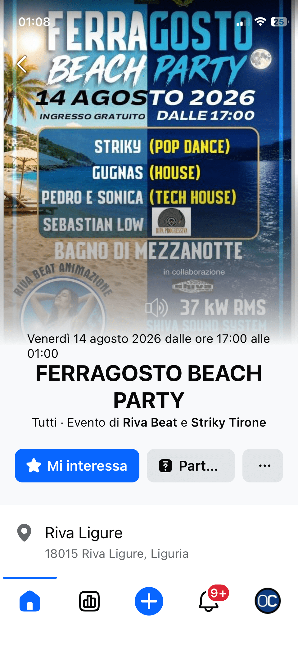 Musica, dj set e bagno di mezzanotte: a Riva Ligure esplode l’estate con il Ferragosto Beach Party
