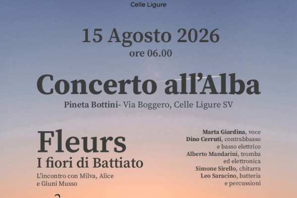 “Fleurs – I fiori di Battiato”: la magia del Concerto all’Alba alle prime luci del 15 agosto a Celle Ligure