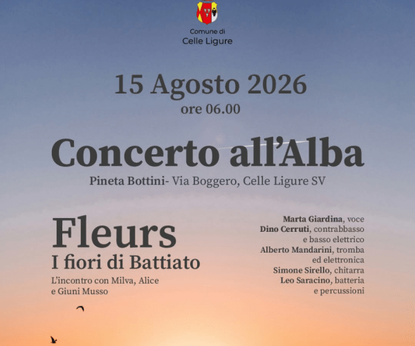“Fleurs – I fiori di Battiato”: la magia del Concerto all’Alba alle prime luci del 15 agosto a Celle Ligure