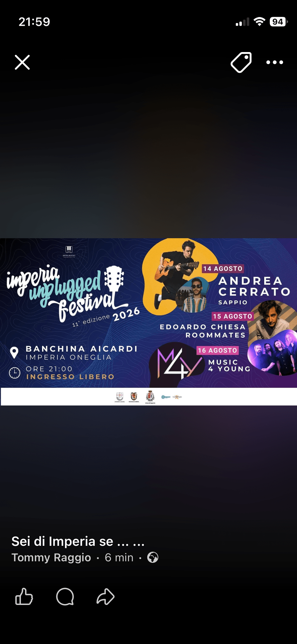 Ferragosto in musica a Imperia Oneglia: il programma dell’undicesima edizione dell’Unplugged Festival