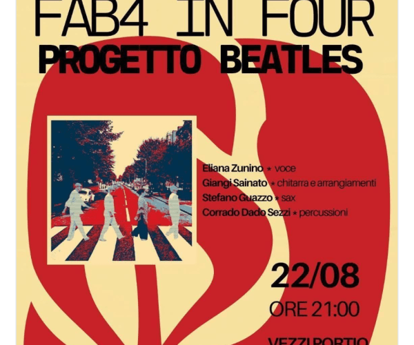 “Progetto Beatles” a Vezzi Portio: il 22 agosto la musica dei Fab Four al Campo Sportivo
