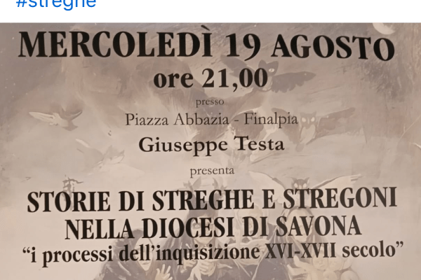 “Storie di streghe e stregoni”: a Finalpia un viaggio nel tempo tra i processi dell’Inquisizione