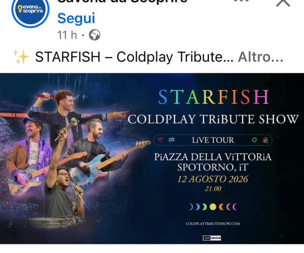 “Starfish” in concerto a Spotorno: il 12 agosto arriva il tribute show dedicato ai Coldplay