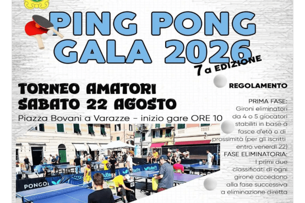 Settima edizione per il “Ping Pong Gala”: a Varazze un intero weekend di sfide per amatori e agonisti