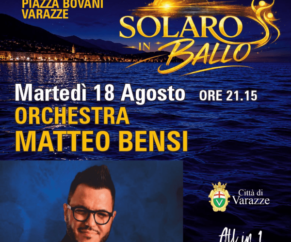 “Solaro in Ballo”: a Varazze arriva l’Orchestra Matteo Bensi per una serata di musica e danza