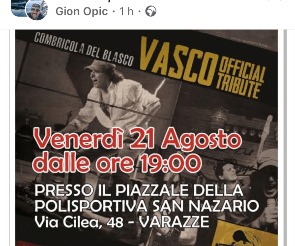Serata a tutto rock a Varazze: il 21 agosto cena concerto con La Combricola del Blasco