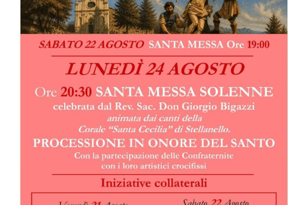 Festa di San Bartolomeo ad Andora: lunedì 24 agosto la Santa Messa Solenne e la processione