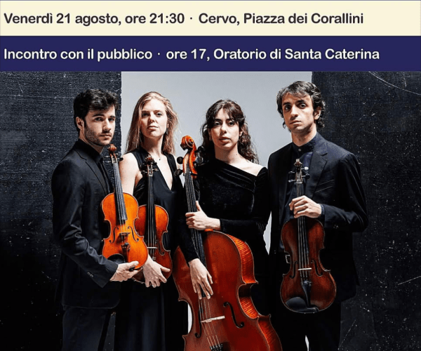 Doppio appuntamento al Cervo Festival: il 21 agosto l’incontro con il pubblico e il concerto serale del Quartetto Eos