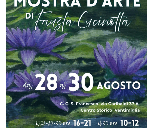 Colori e suggestioni nel cuore di Ventimiglia: in arrivo la mostra d’arte personale di Fausta Cucinotta